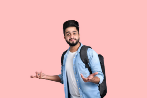 college student with arms in gesture of uncertainty