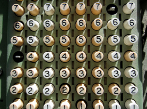 vintage numbers keys on a machine