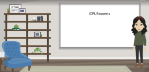 Animated figure in front of a white board that says iCPL Requests