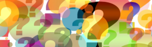 banner with colorful question marks