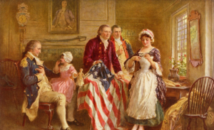 Betsy Ross painting by Jean Leon Gerome Ferris - This image is available from the United States Library of Congress's Prints and Photographs division