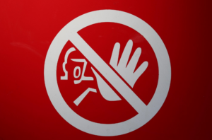circle with a slash through it, indicating "no"