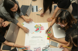 group of school children working on a project