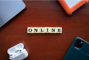 Scrabble tiles that spell the word "online"